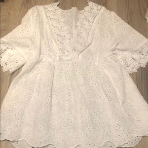 Eyelet White Peplum Top